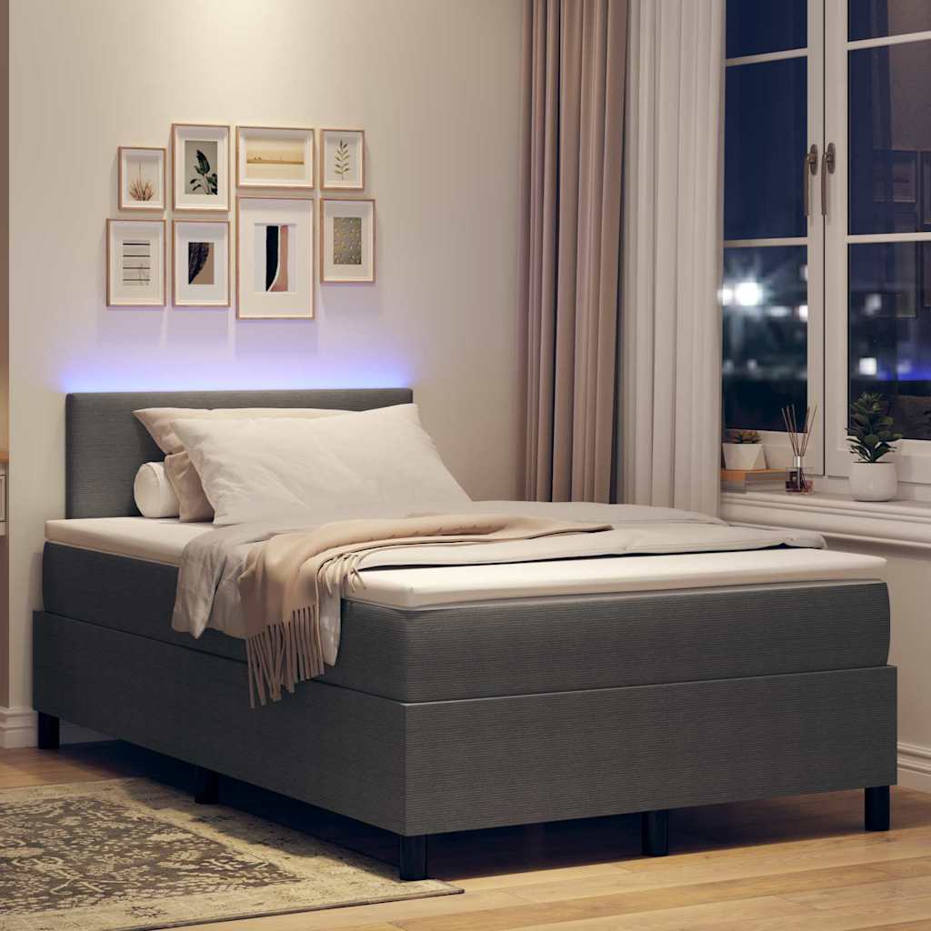 vidaXL LED Κρεβάτι με βάθρο Ανοιχτό Γκρι και Λευκό 120 x 190 cm