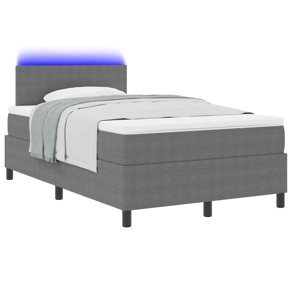 vidaXL LED Κρεβάτι με βάθρο Ανοιχτό Γκρι και Λευκό 120 x 190 cm