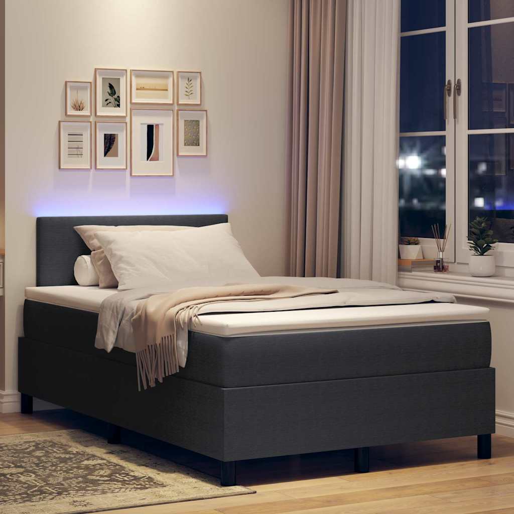 vidaXL LED Κρεβάτι με βάθρο Σκούρο Γκρι και Λευκό 120 x 190 cm