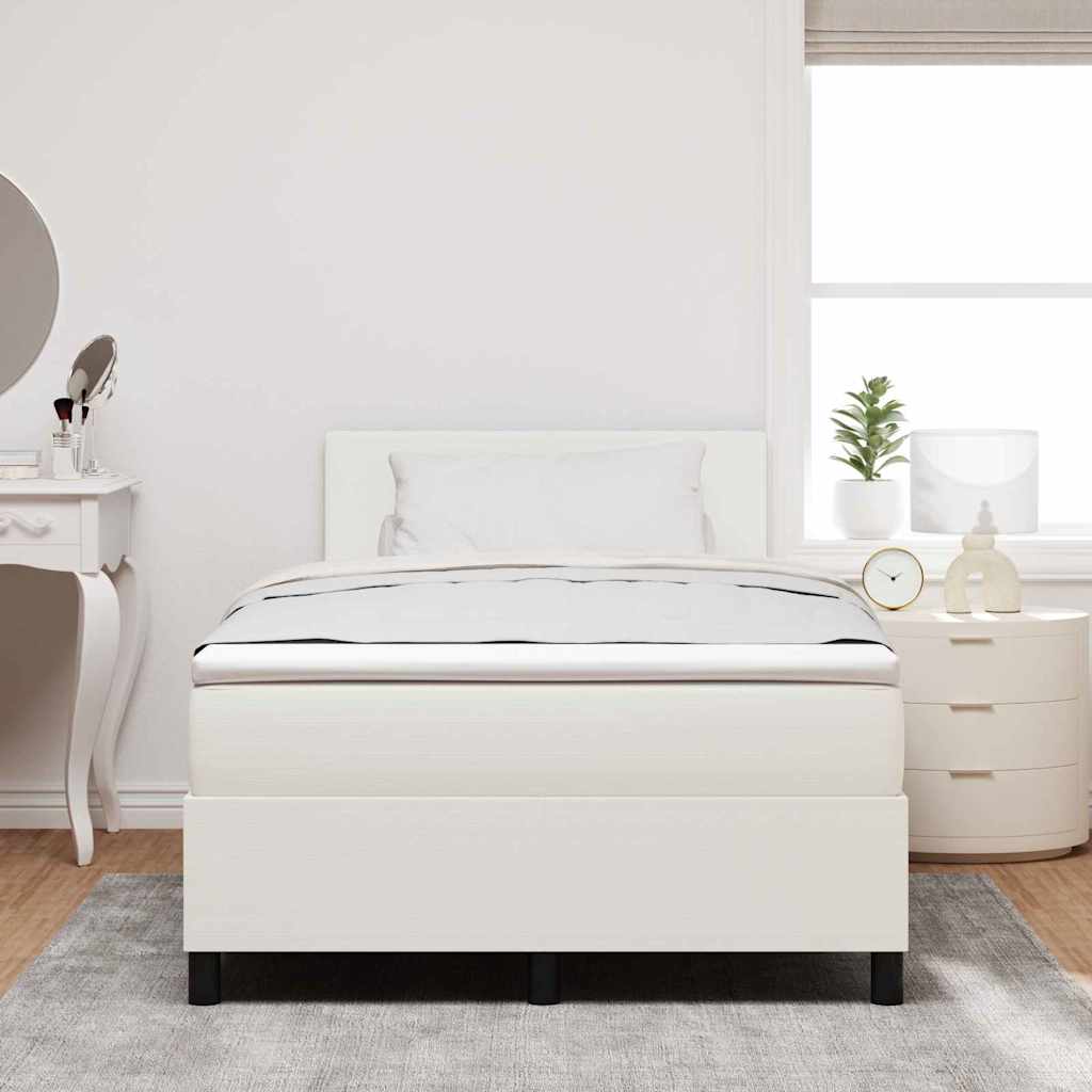 vidaXL LED Κρεβάτι με βάθρο με κεφαλάρι Κρέμα και Λευκό 120 x 190 cm