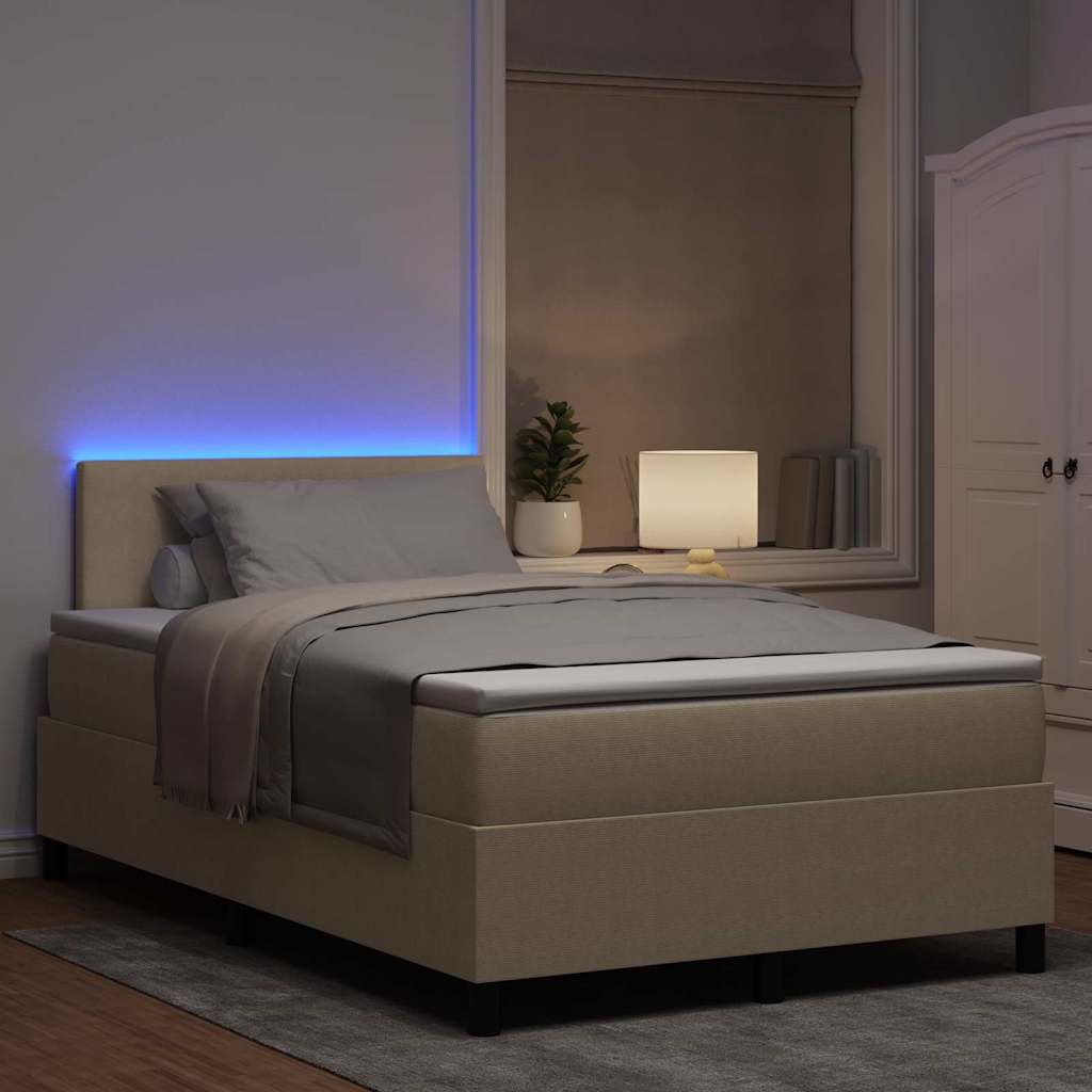 vidaXL LED Κρεβάτι με βάθρο Ανοιχτό Γκρι και Λευκό 120 x 190 cm