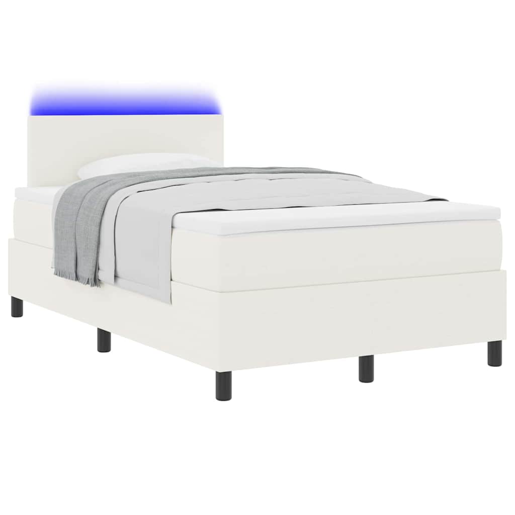 vidaXL LED Κρεβάτι με βάθρο με κεφαλάρι Κρέμα και Λευκό 120 x 200 cm