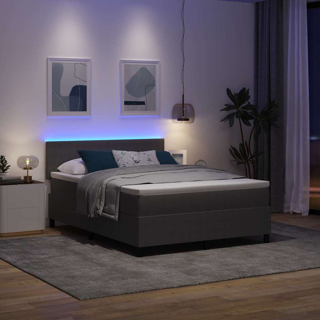 vidaXL LED Κρεβάτι με βάθρο Ανοιχτό Γκρι και Λευκό 140 x 190 cm