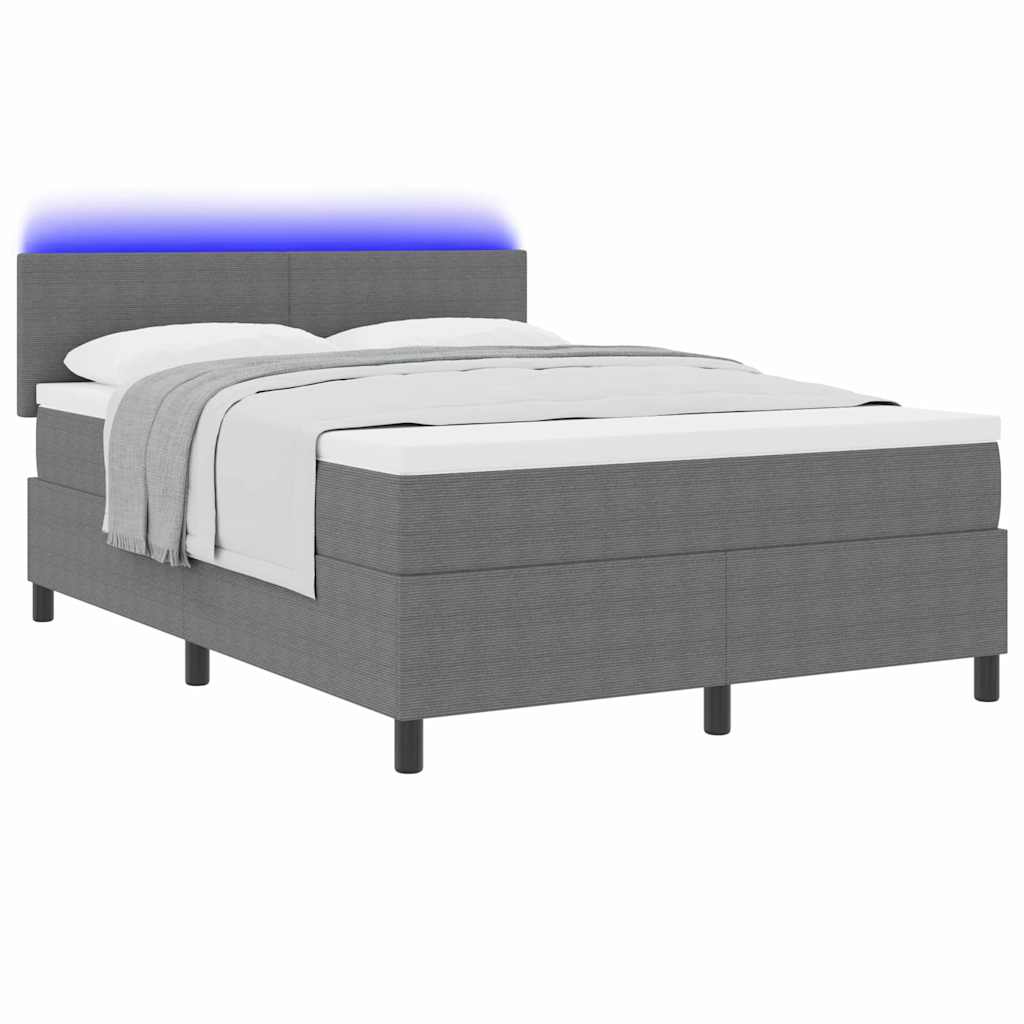 vidaXL LED Κρεβάτι με βάθρο Ανοιχτό Γκρι και Λευκό 140 x 190 cm