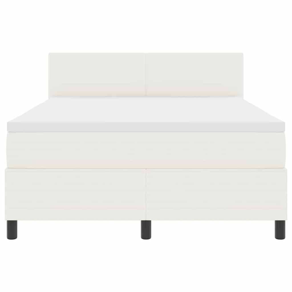 vidaXL LED Κρεβάτι με βάθρο με κεφαλάρι Κρέμα και Λευκό 140 x 190 cm