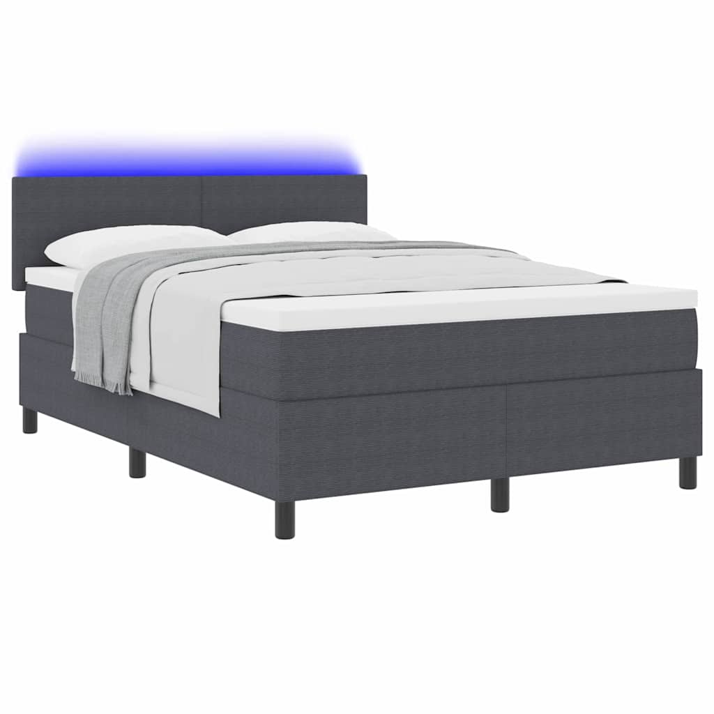 vidaXL LED Κρεβάτι με βάθρο Σκούρο Γκρι και Λευκό 160 x 200 cm