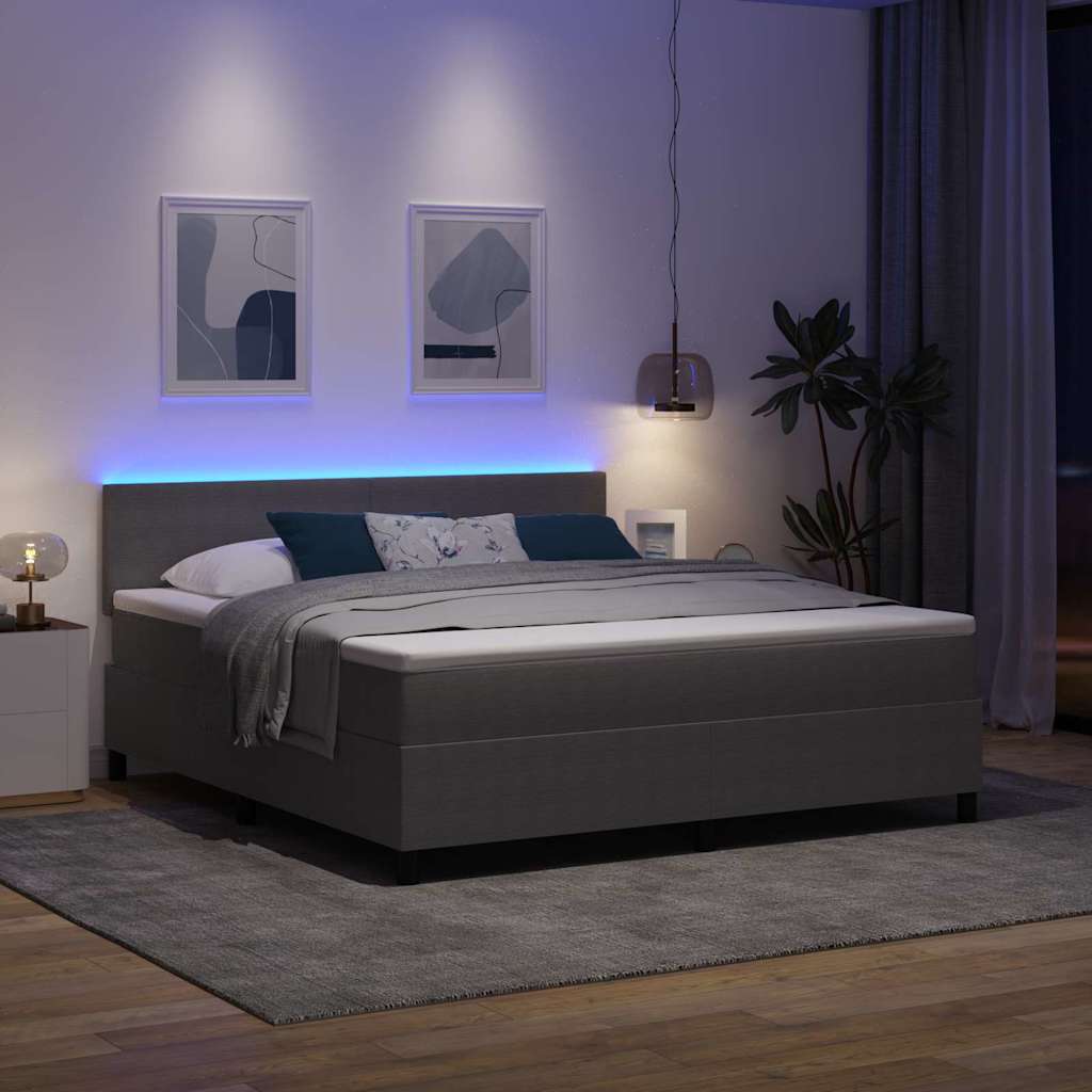 vidaXL LED Κρεβάτι με βάθρο Ανοιχτό Γκρι και Λευκό 180 x 200 cm
