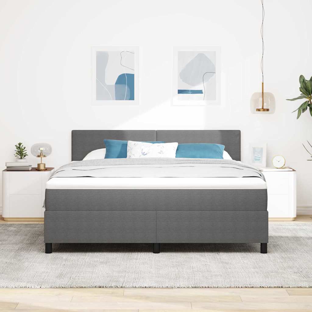 vidaXL LED Κρεβάτι με βάθρο Ανοιχτό Γκρι και Λευκό 180 x 200 cm