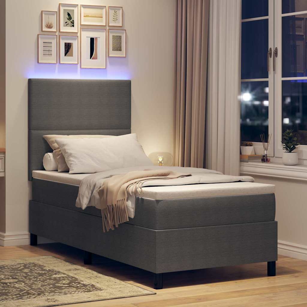 vidaXL LED Κρεβάτι με βάθρο Ανοιχτό Γκρι και Λευκό 80 x 200 cm