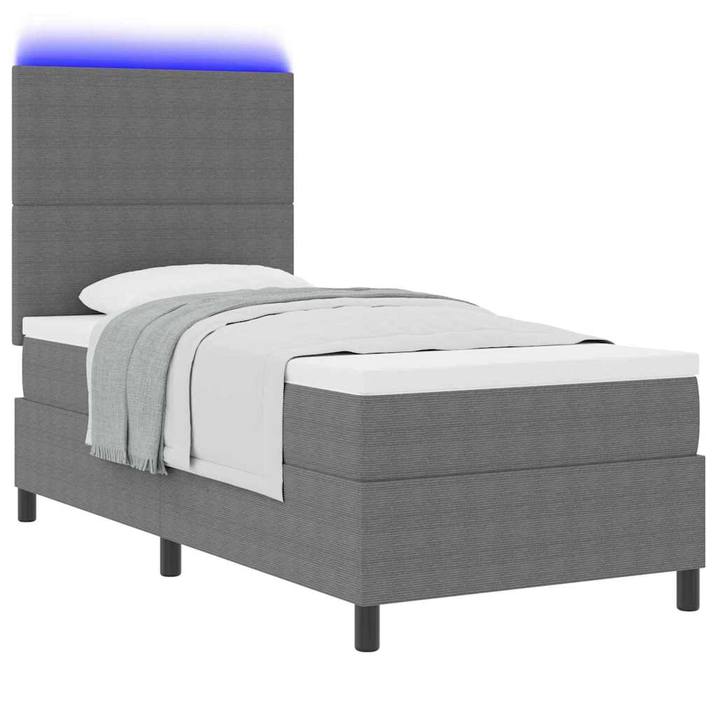vidaXL LED Κρεβάτι με βάθρο Ανοιχτό Γκρι και Λευκό 80 x 200 cm