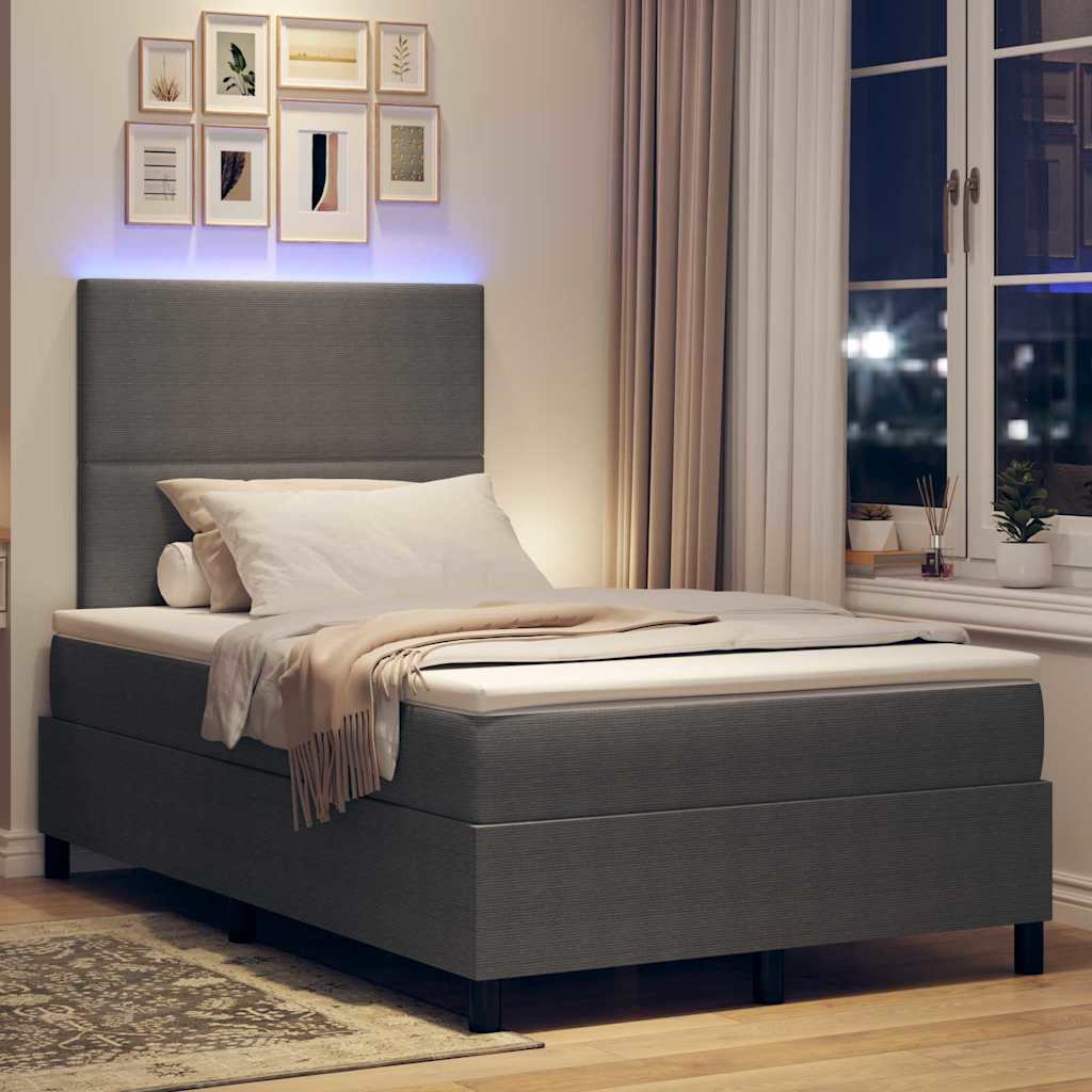 vidaXL LED Κρεβάτι με βάθρο Ανοιχτό Γκρι και Λευκό 120 x 190 cm