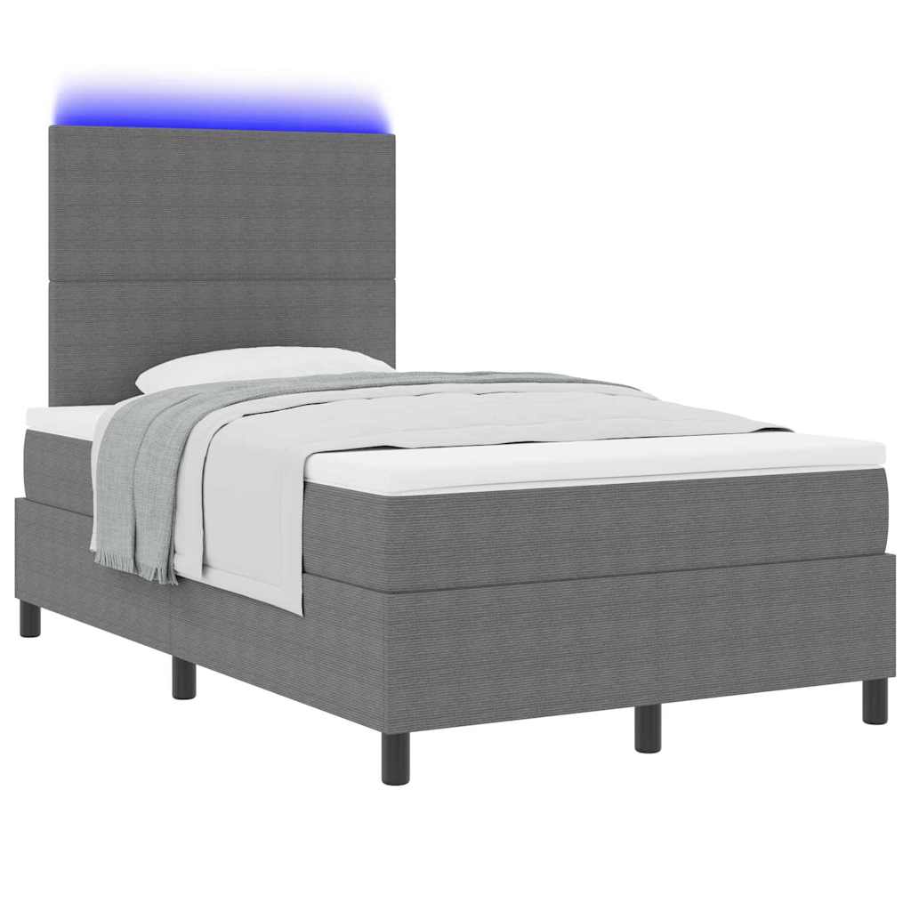 vidaXL LED Κρεβάτι με βάθρο Ανοιχτό Γκρι και Λευκό 120 x 190 cm