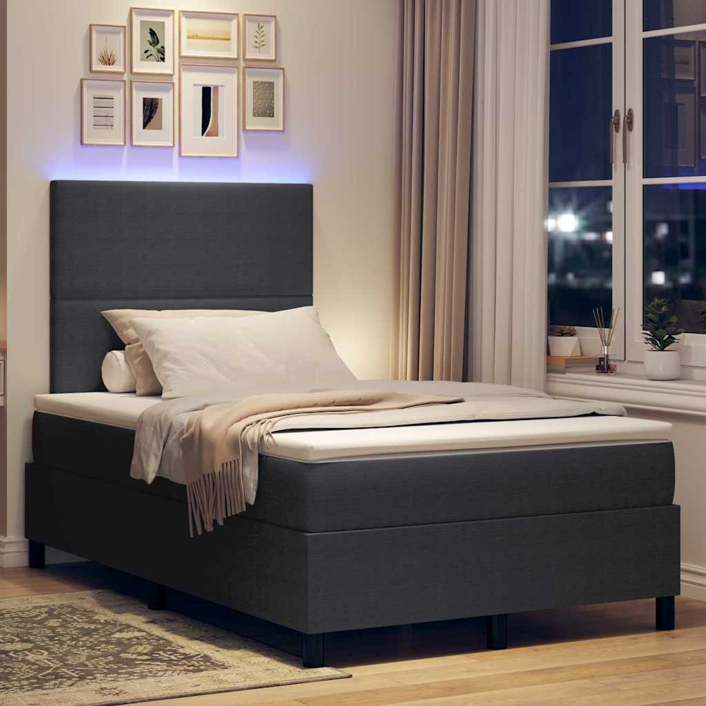 vidaXL LED Κρεβάτι με βάθρο Σκούρο Γκρι και Λευκό 120 x 190 cm