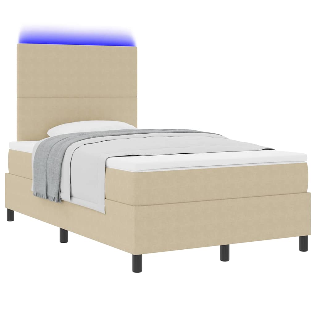 vidaXL LED Κρεβάτι με βάθρο Ανοιχτό Γκρι και Λευκό 120 x 190 cm