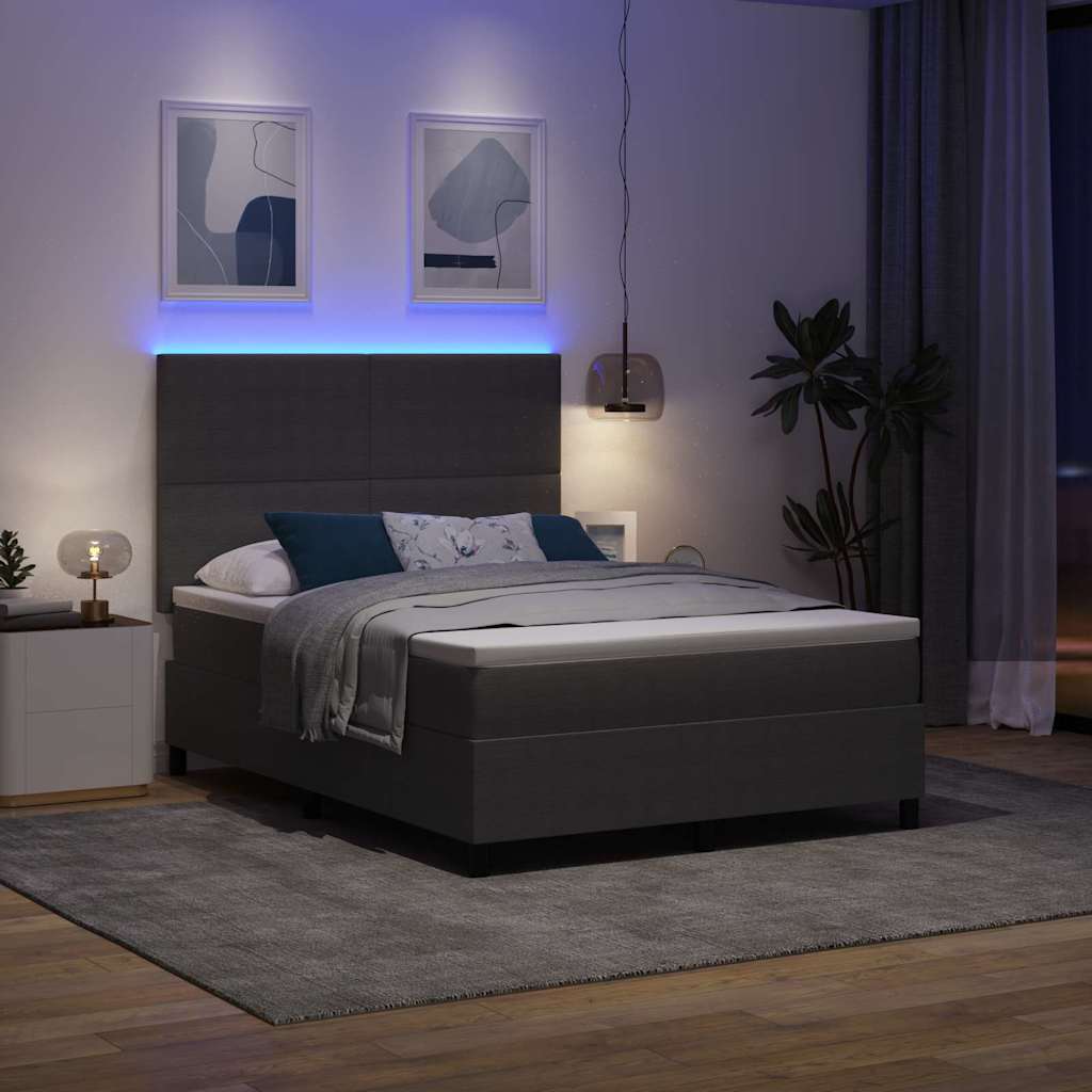 vidaXL LED Κρεβάτι με βάθρο Ανοιχτό Γκρι και Λευκό 140 x 190 cm
