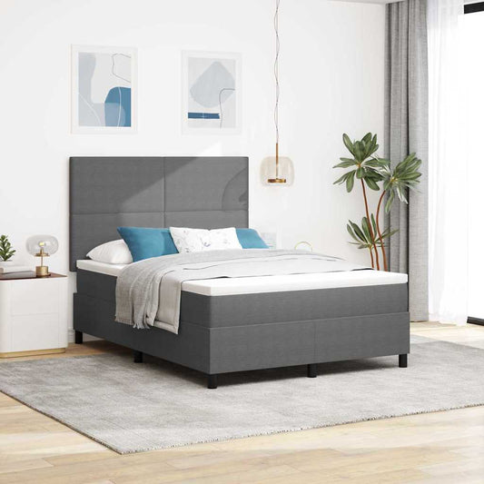 vidaXL LED Κρεβάτι με βάθρο Ανοιχτό Γκρι και Λευκό 140 x 190 cm
