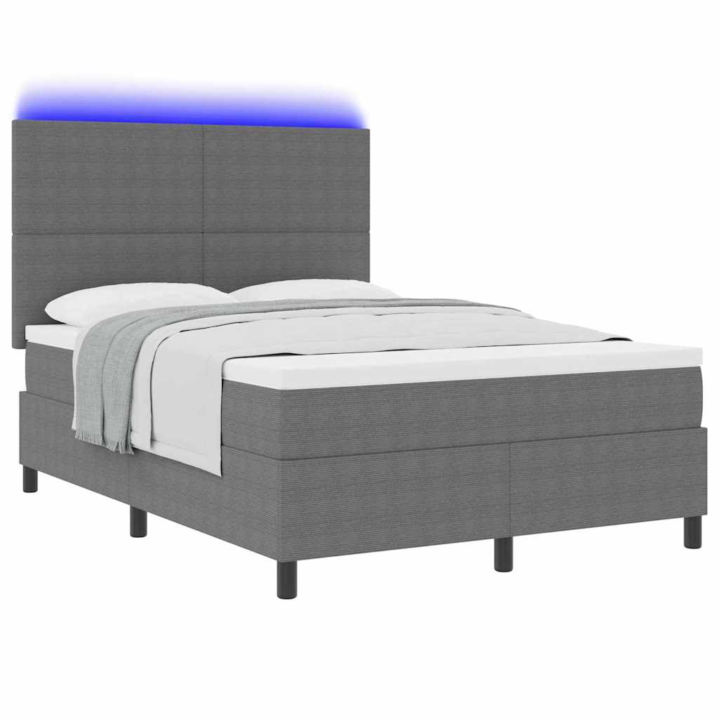 vidaXL LED Κρεβάτι με βάθρο Ανοιχτό Γκρι και Λευκό 140 x 190 cm