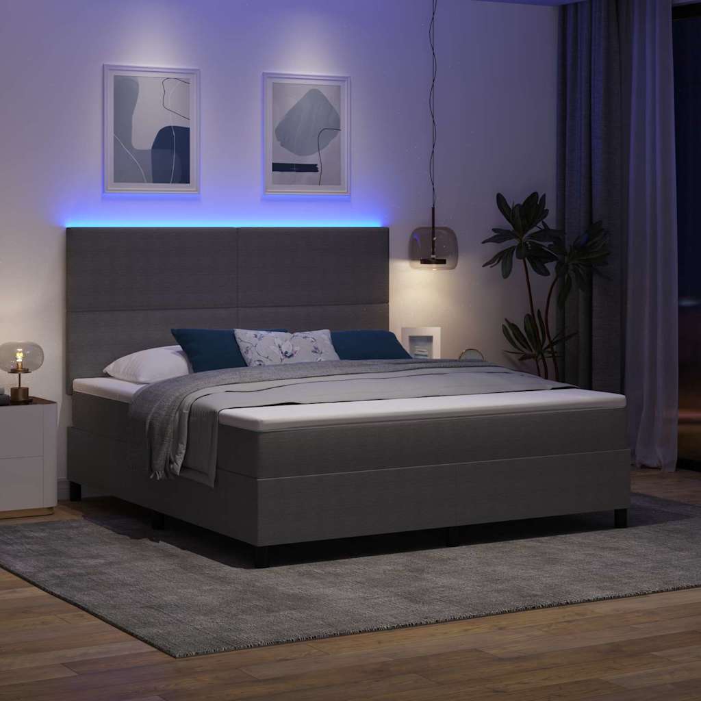 vidaXL LED Κρεβάτι με βάθρο Ανοιχτό Γκρι και Λευκό 180 x 200 cm
