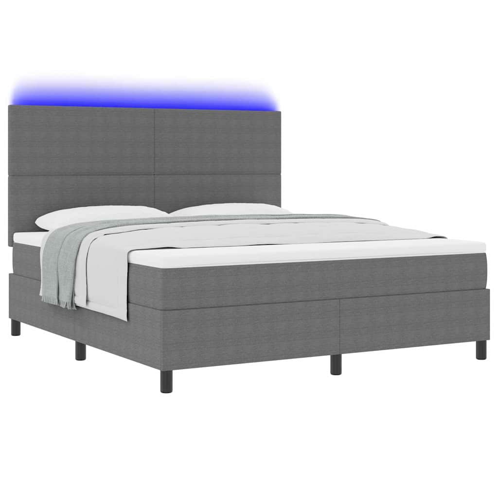 vidaXL LED Κρεβάτι με βάθρο Ανοιχτό Γκρι και Λευκό 180 x 200 cm