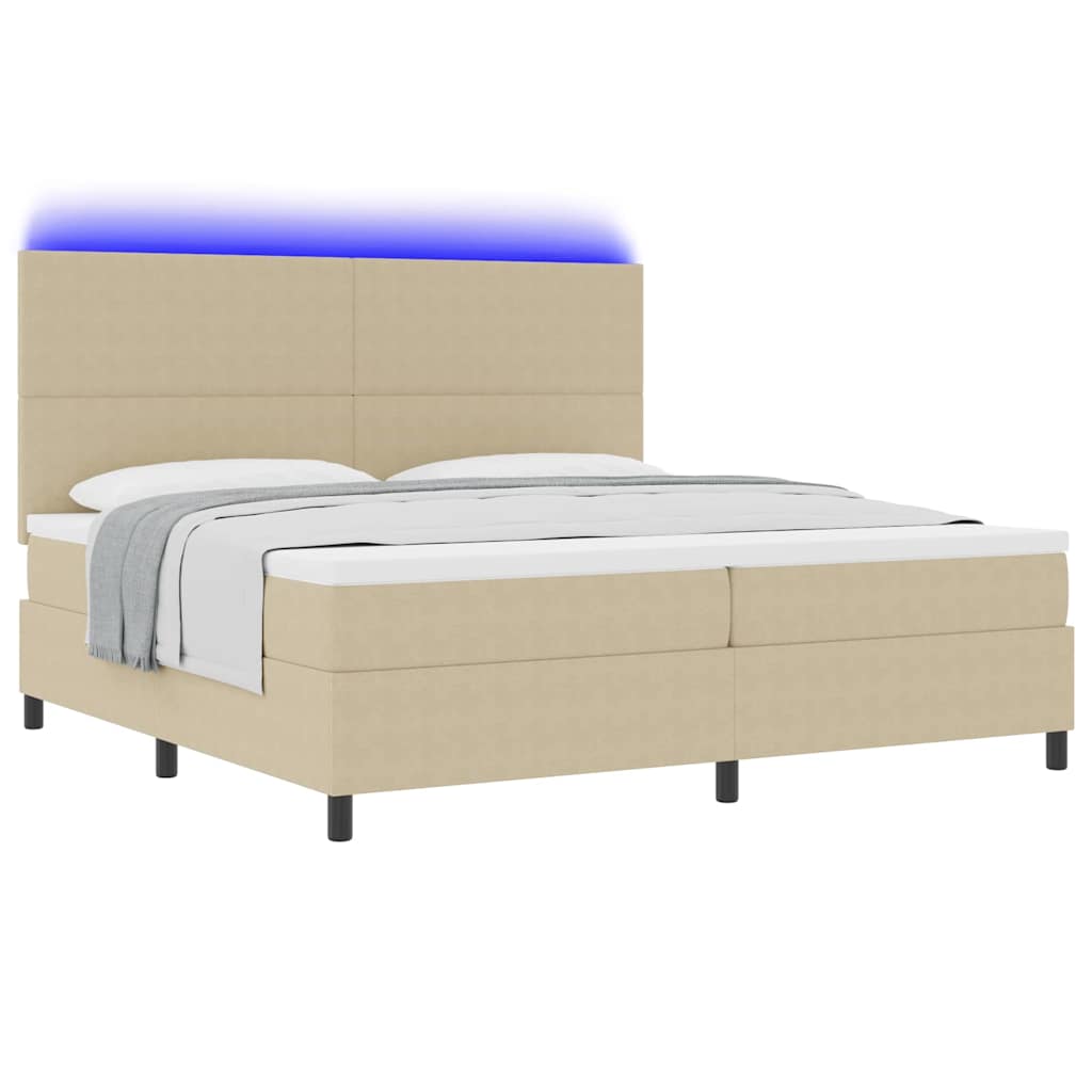 vidaXL LED Κρεβάτι με βάθρο Ανοιχτό Γκρι και Λευκό 200 x 200 cm