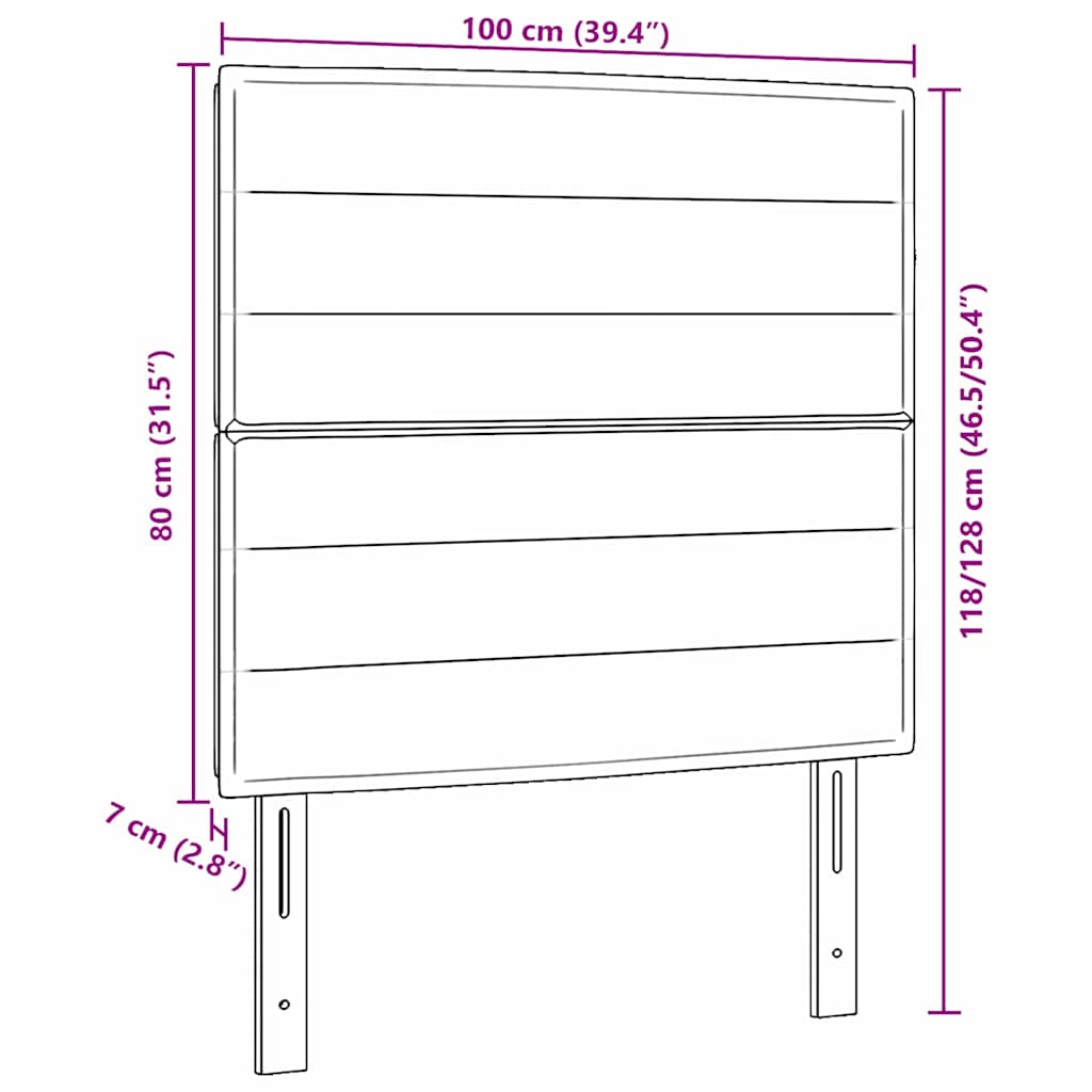 vidaXL Κεφαλάρι με κεφαλάρι Μαύρο 100 cm Τεχνητό Δέρμα