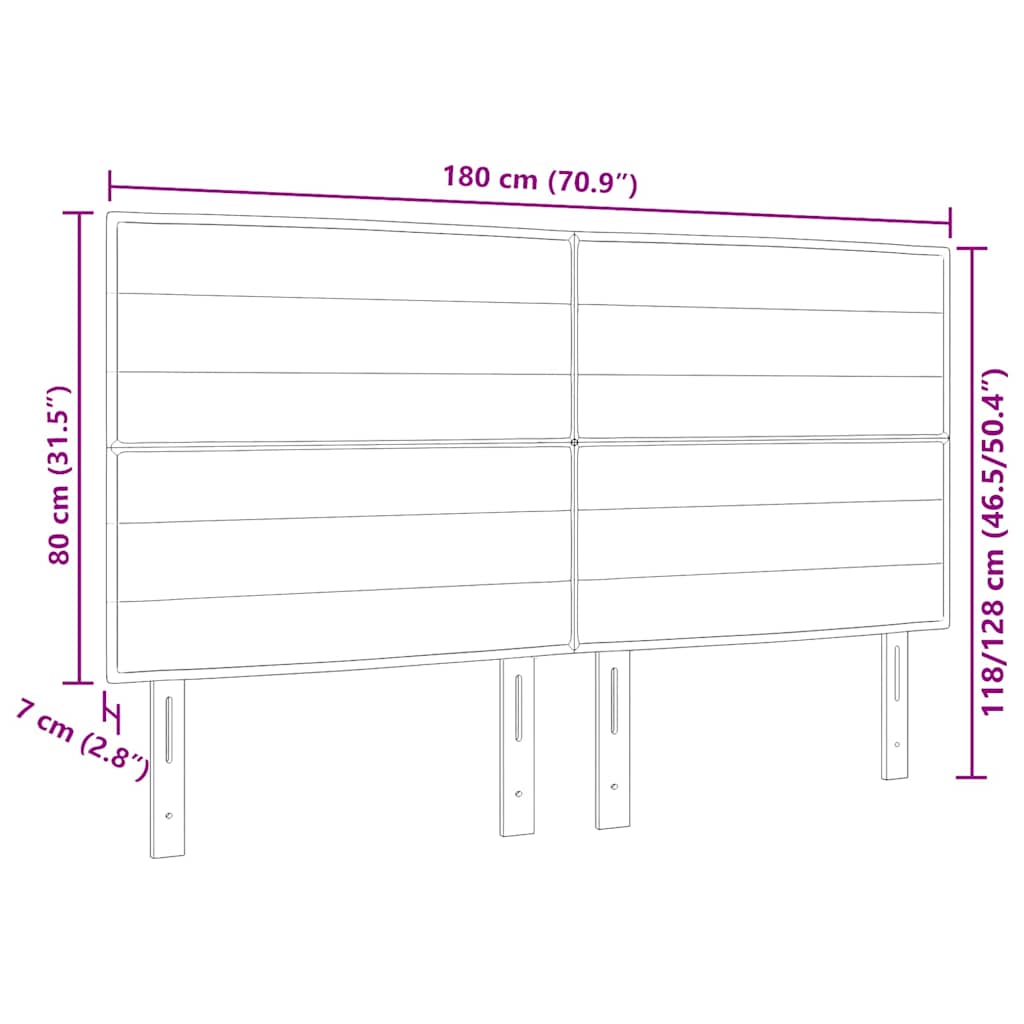 vidaXL Κεφαλάρι με κεφαλάρι Μαύρο 180 cm Τεχνητό Δέρμα