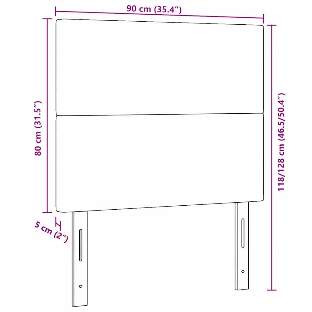 vidaXL Κεφαλάρι με κεφαλάρι Σκούρο Γκρι 90 cm Τεχνητό Δέρμα