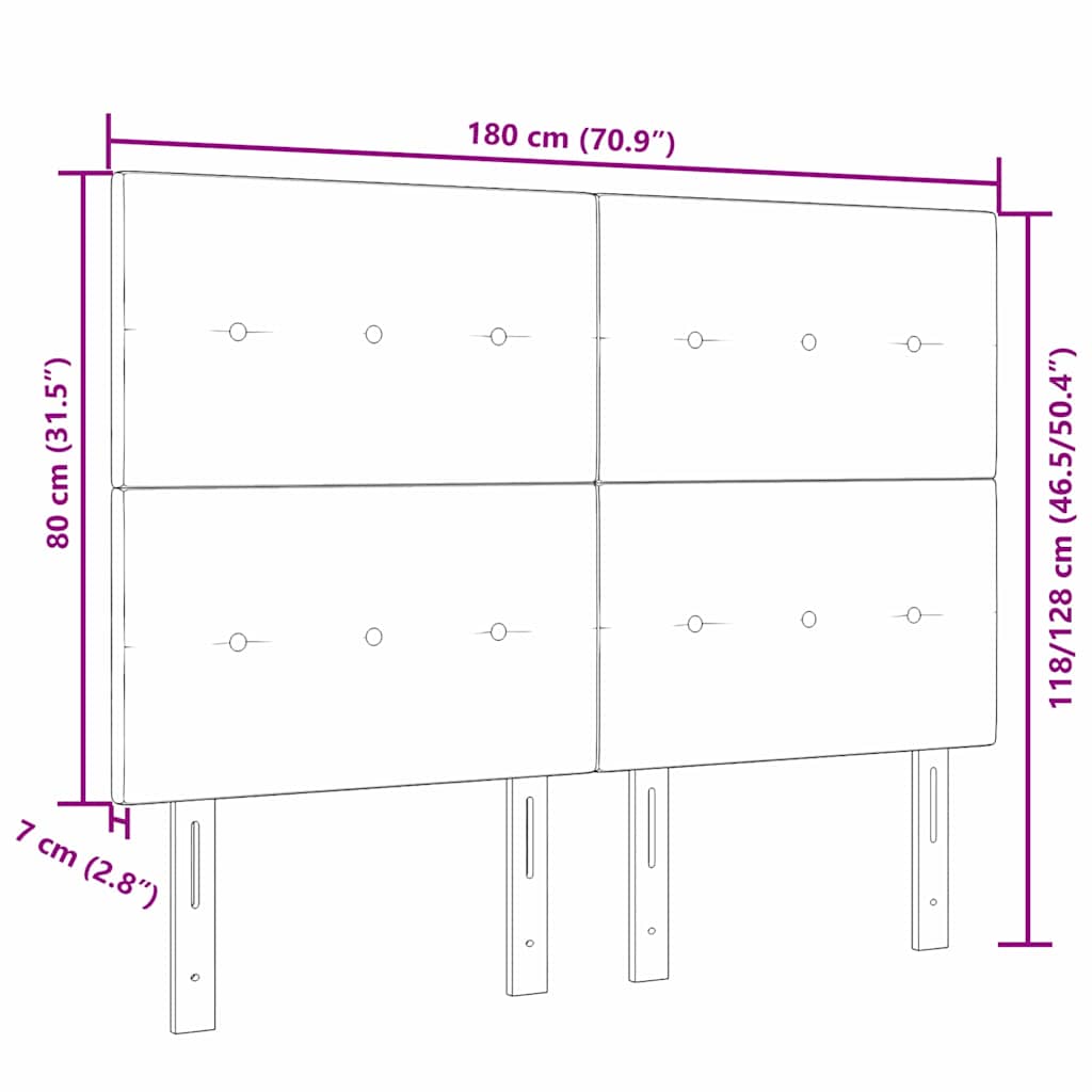 vidaXL Κεφαλάρι με κεφαλάρι Μαύρο 180 cm Τεχνητό Δέρμα