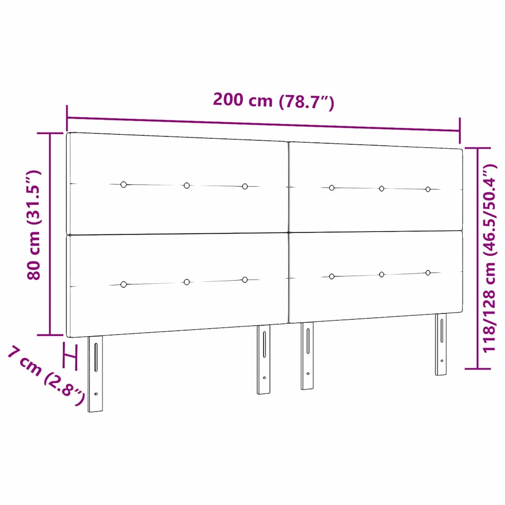 vidaXL Κεφαλάρι με κεφαλάρι Μαύρο 200 cm ύφασμα