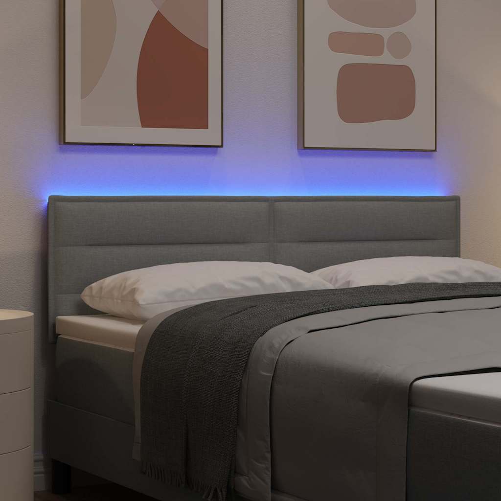 vidaXL LED κεφαλάρι με κεφαλάρι Ανοιχτό γκρι 144 cm Πολυεστέρας