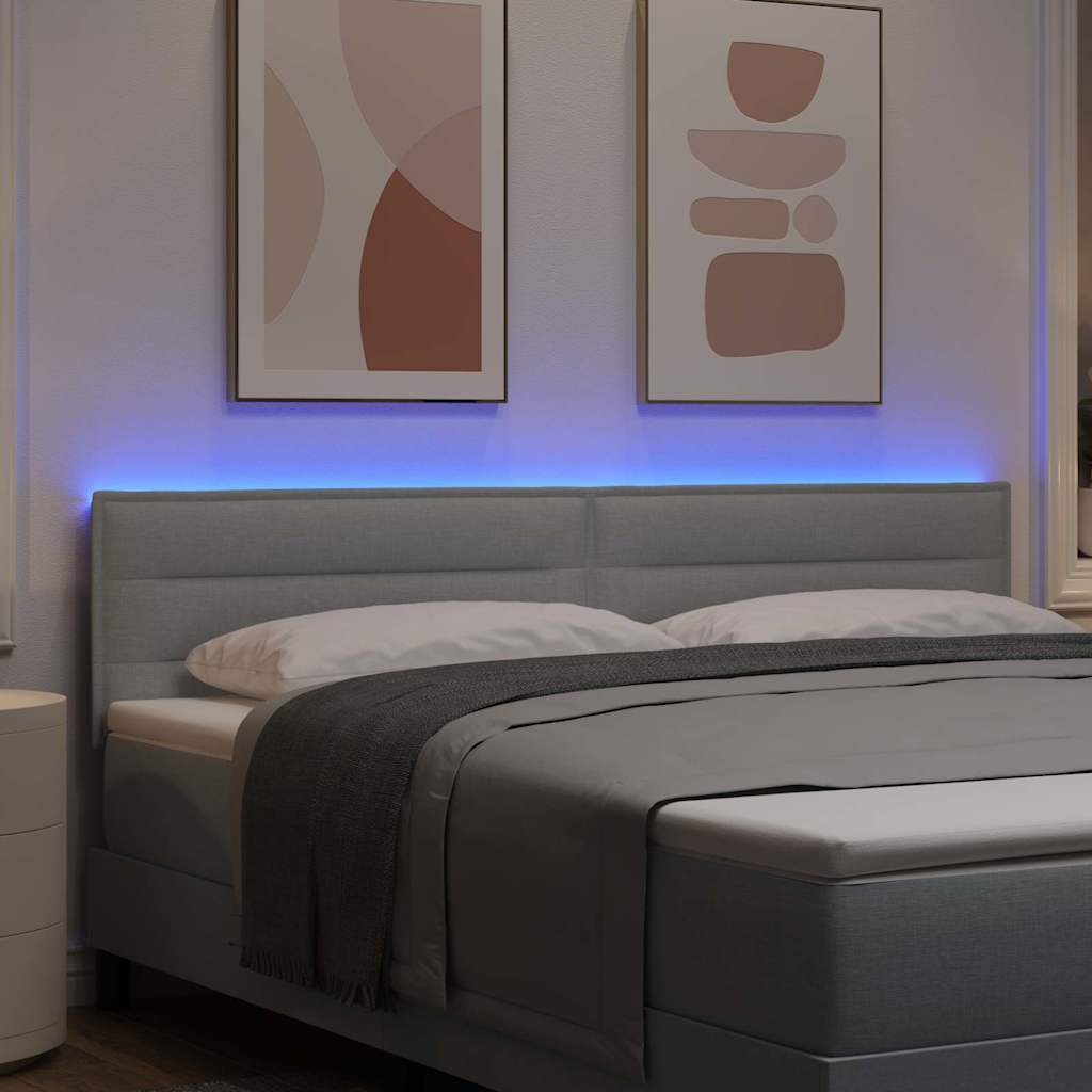 vidaXL LED κεφαλάρι με κεφαλάρι Ανοιχτό γκρι 180 cm Πολυεστέρας