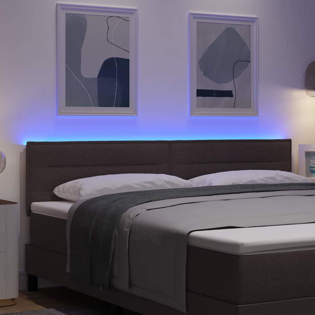 vidaXL LED κεφαλάρι με LED ταινίες φωτός Σκούρο Καφέ 180 cm ύφασμα