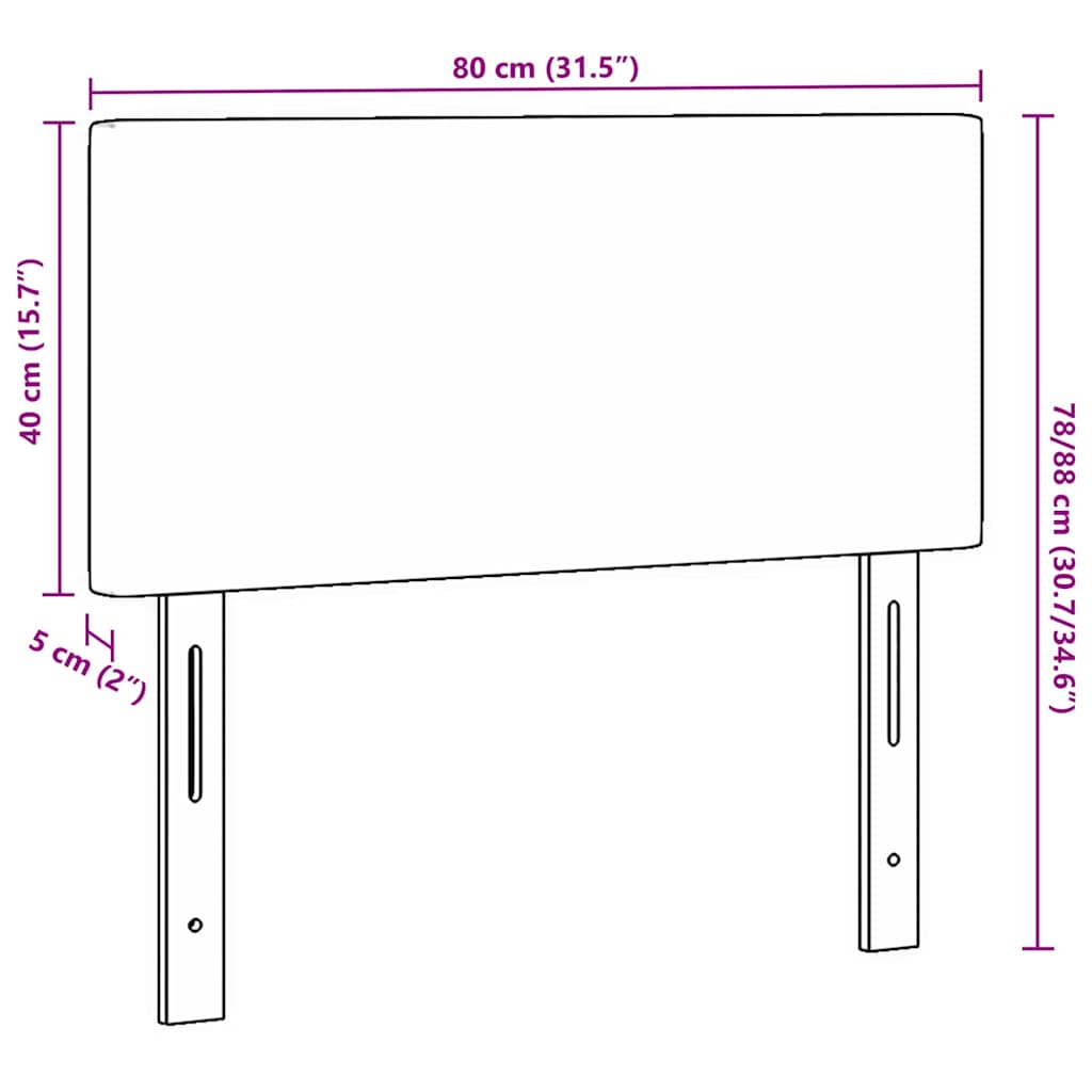vidaXL LED κεφαλάρι με φώτα λωρίδας LED Γκρι Πράσινο 80 cm ύφασμα