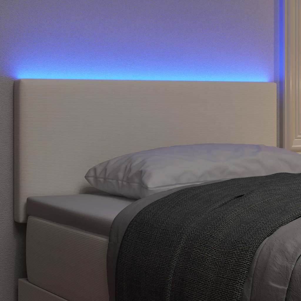 vidaXL LED κεφαλάρι με κεφαλάρι Κρεμ 90 cm Υφασμάτινο Κορντουρά