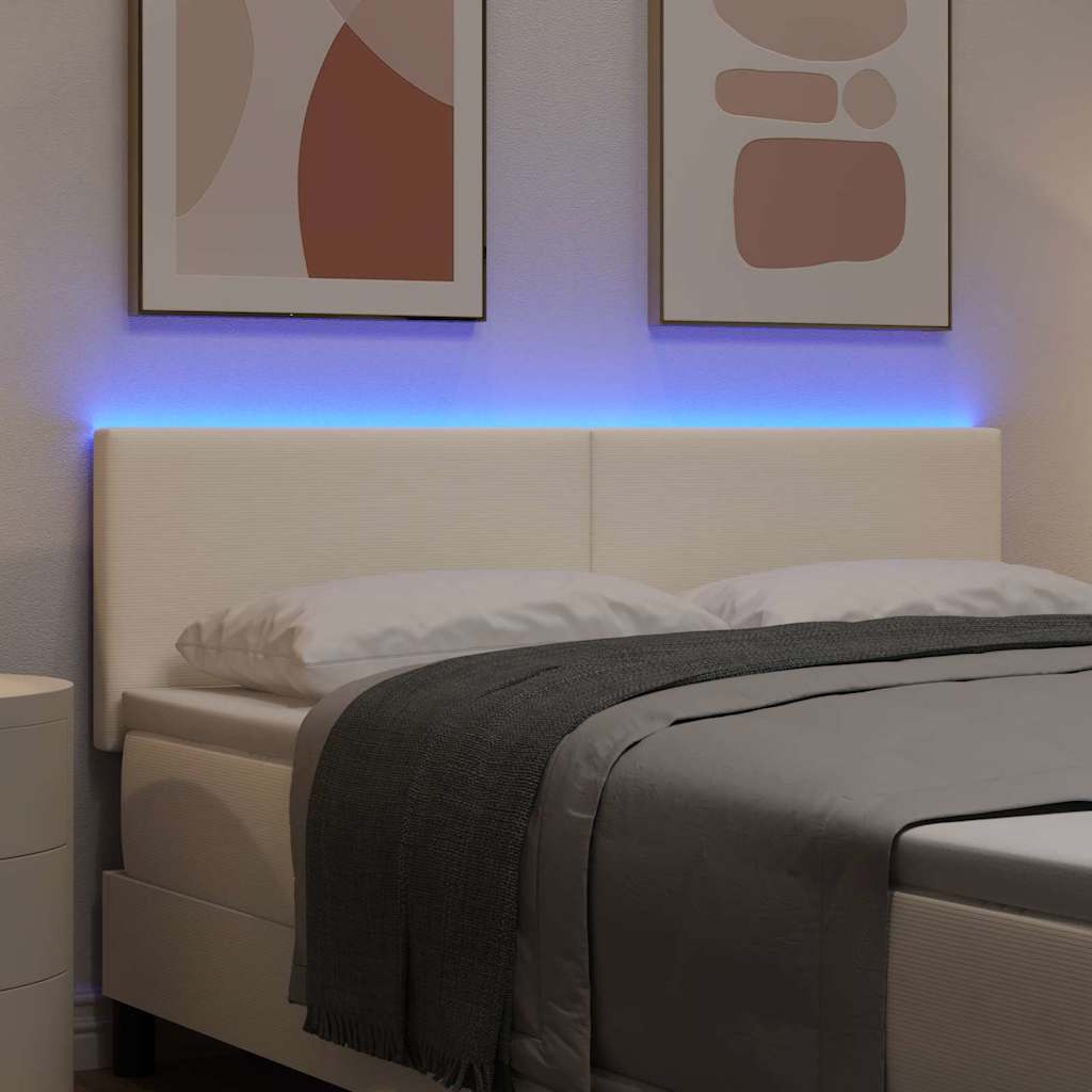 vidaXL LED κεφαλάρι με κεφαλάρι Κρεμ 160 cm Υφασμάτινο Κορντουρά