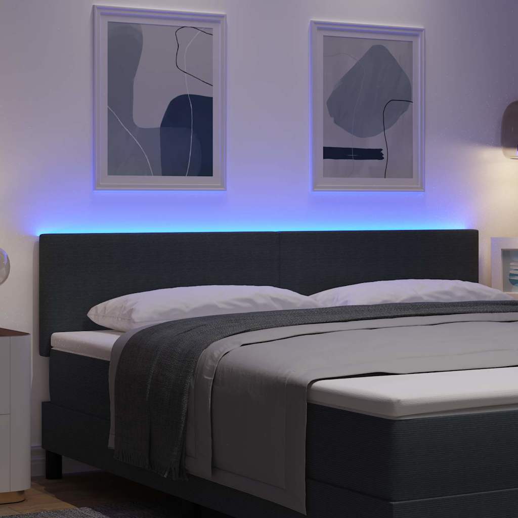 vidaXL LED κεφαλάρι με φώτα λωρίδας LED Σκούρο Γκρι 180 cm Πολυεστέρας