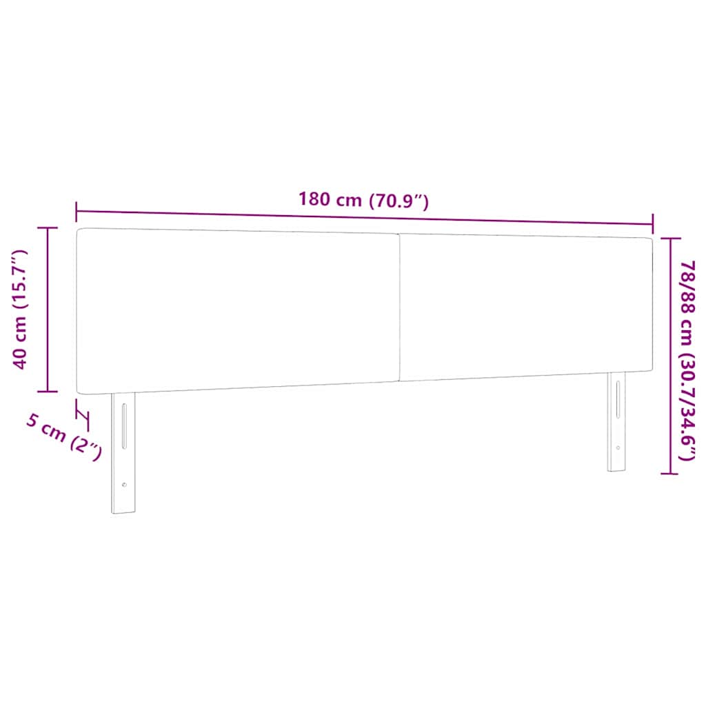 vidaXL LED κεφαλάρι με φώτα λωρίδας LED Σκούρο Γκρι 180 cm Πολυεστέρας