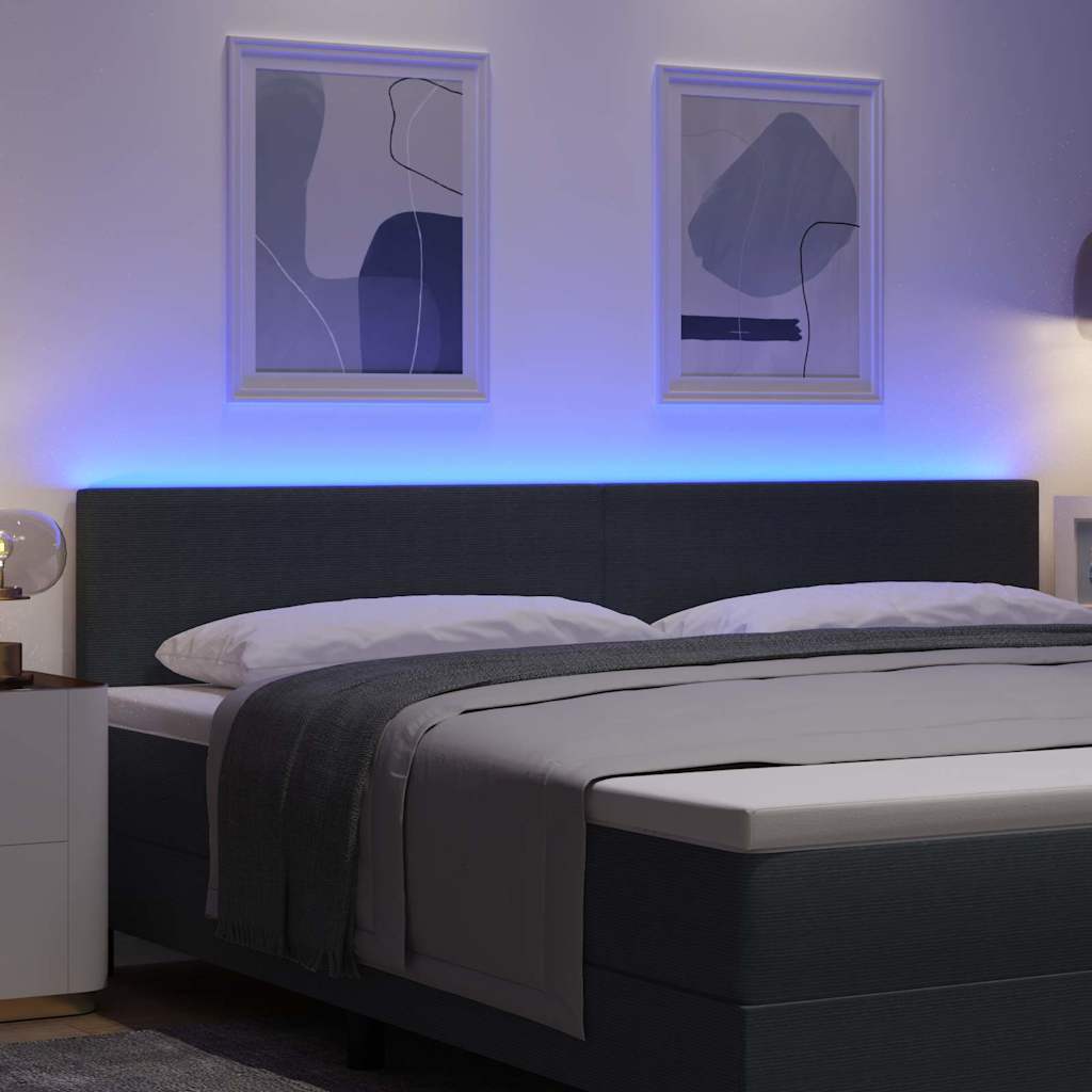 vidaXL LED κεφαλάρι Σκούρο Γκρι 200 cm Υφασμάτινο Κορντουρά