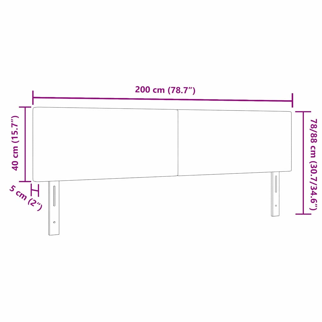 vidaXL LED κεφαλάρι με φώτα λωρίδας LED Κρεμ 200 cm Πολυεστέρας