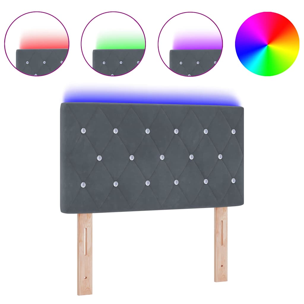 vidaXL LED Κεφαλάρι με Κρύσταλλο σε Σκούρο Γκρι 80 cm, Βελούδο