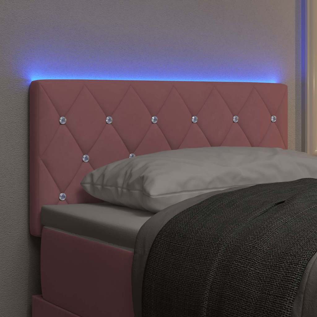 vidaXL LED κεφαλάρι με LED ταινίες φωτός με κεφαλάρι Ροζ 80 cm Βελούδο