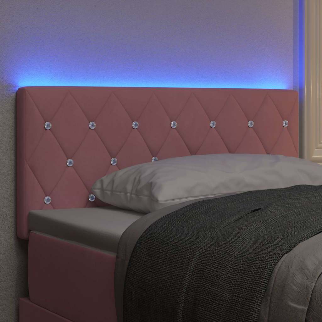 vidaXL LED κεφαλάρι με LED ταινίες φωτός Ροζ 100 cm Βελούδο