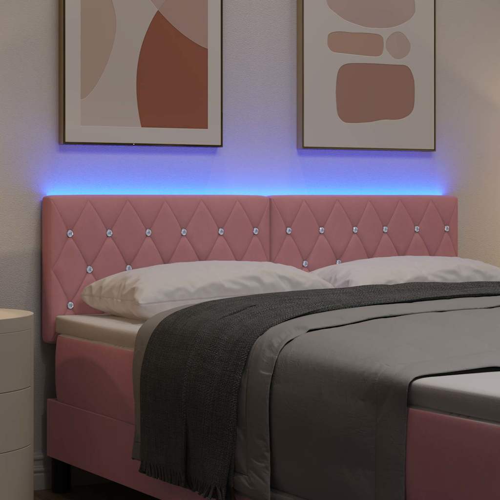 vidaXL LED κεφαλάρι με LED ταινίες φωτός Ροζ 144 cm Βελούδο
