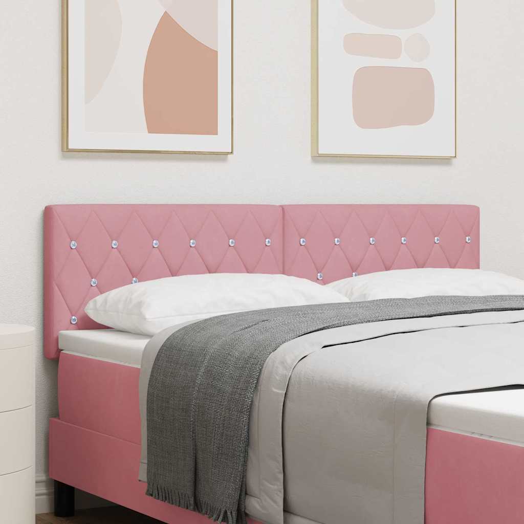 vidaXL LED κεφαλάρι με LED ταινίες φωτός Ροζ 144 cm Βελούδο