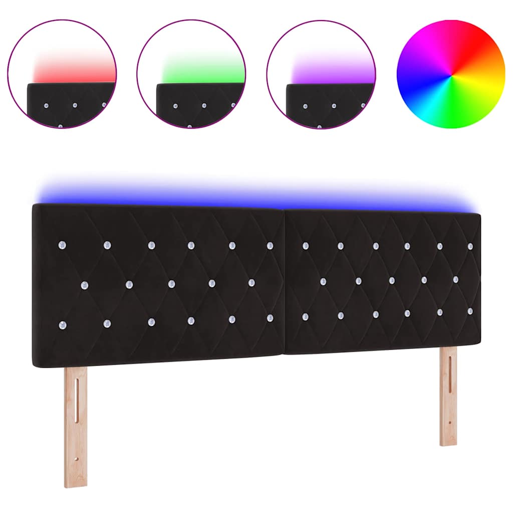 vidaXL LED Κεφαλάρι με Κρύσταλλα Μαύρο 80 εκ από Βελούδο