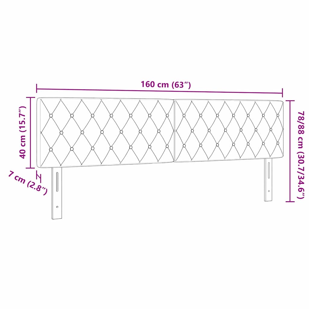 vidaXL Κεφαλάρι LED με φώτα λωρίδας LED Σκούρο Μπλε 80 cm Βελούδο