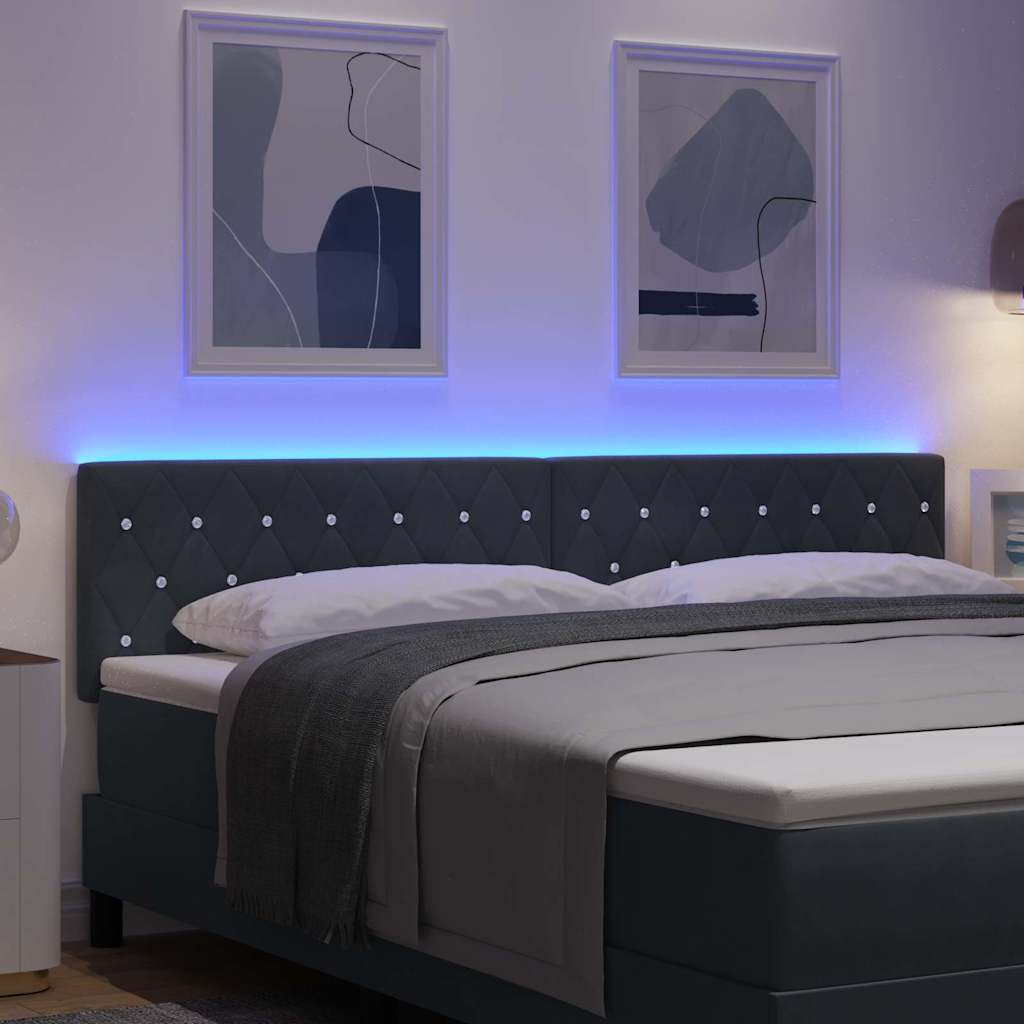 vidaXL LED κεφαλάρι με LED ταινίες φωτός Σκούρο Γκρι 180 cm Βελούδο