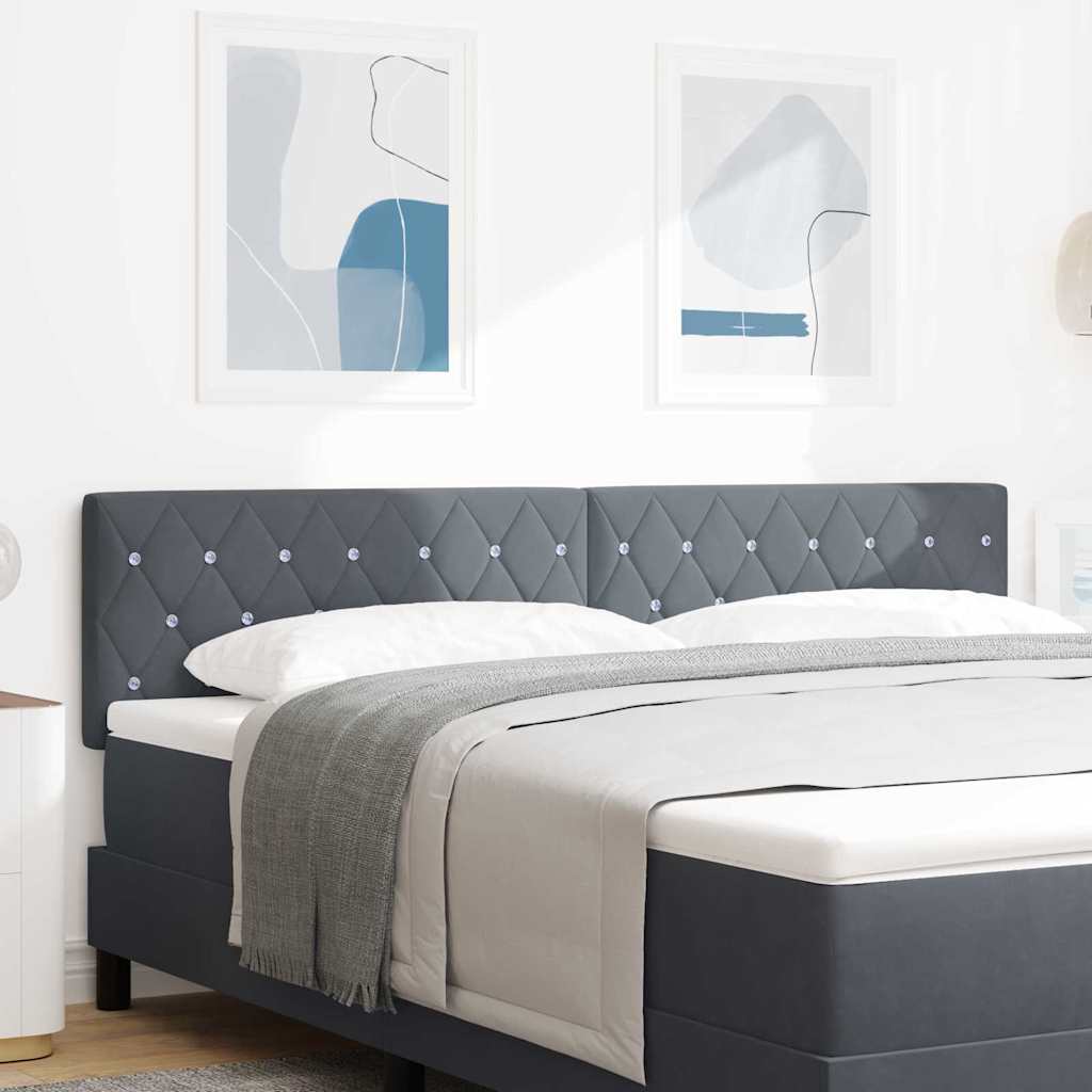 vidaXL LED κεφαλάρι με LED ταινίες φωτός Σκούρο Γκρι 180 cm Βελούδο