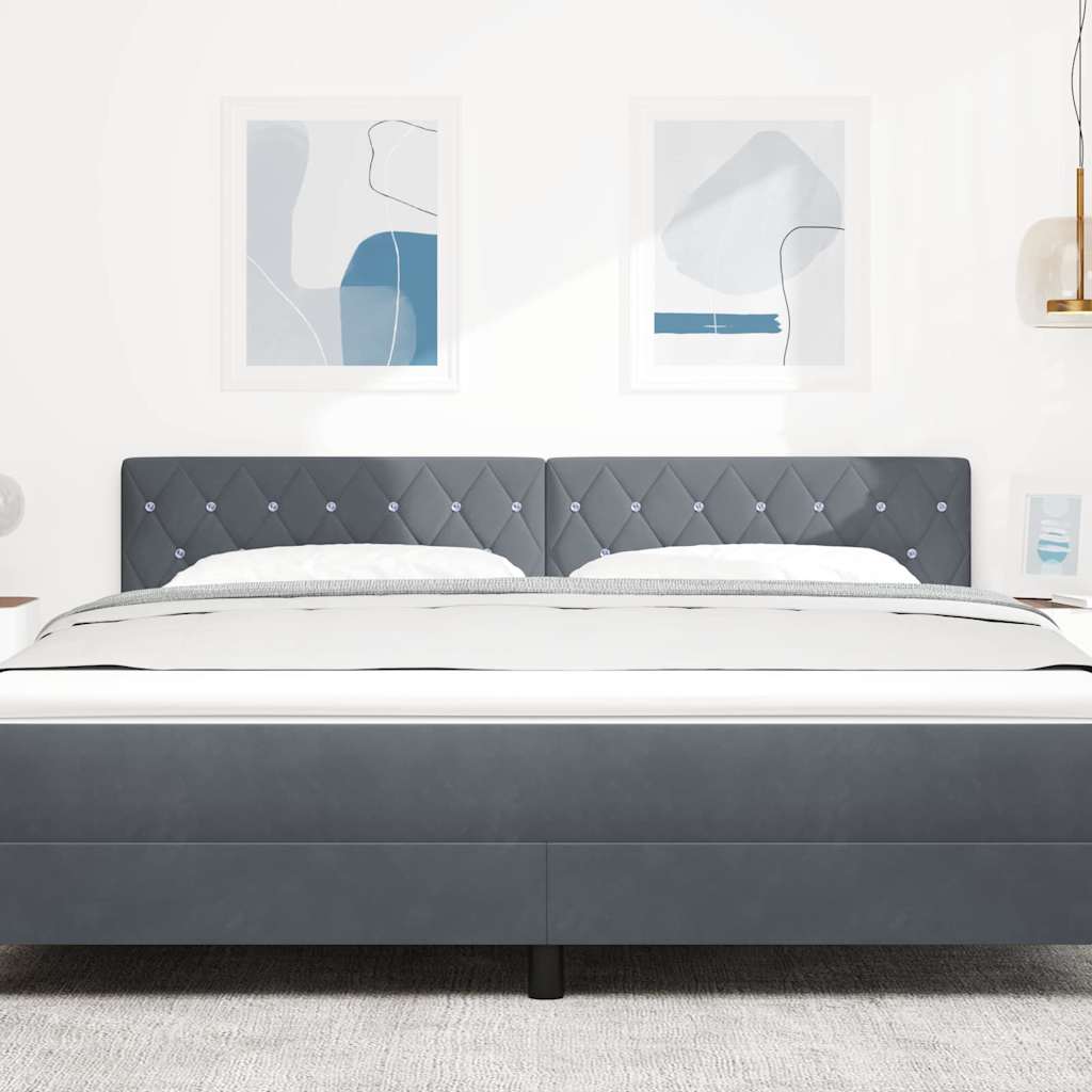vidaXL LED κεφαλάρι με LED ταινίες φωτός Σκούρο Γκρι 180 cm Βελούδο