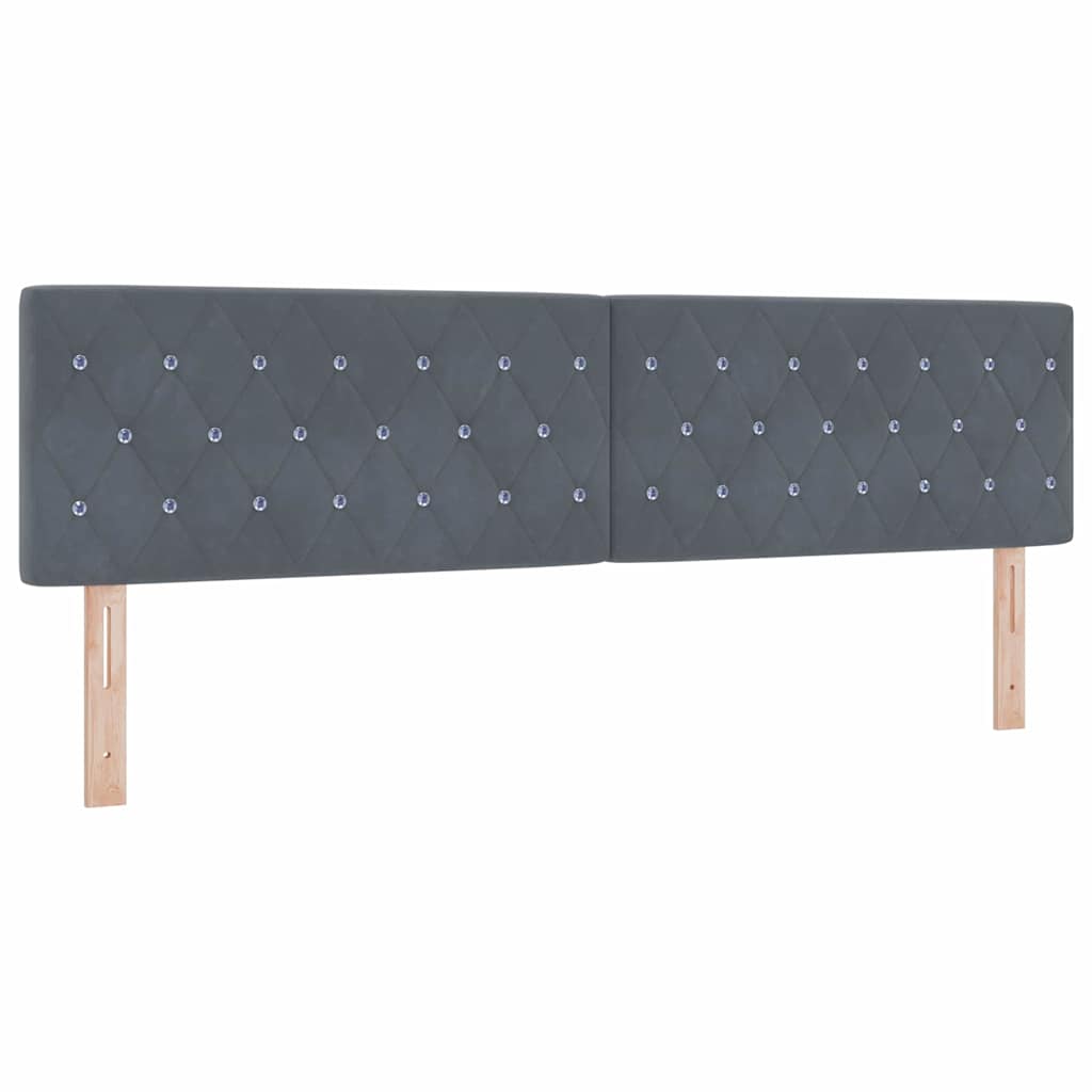 vidaXL LED κεφαλάρι με LED ταινίες φωτός Σκούρο Γκρι 180 cm Βελούδο